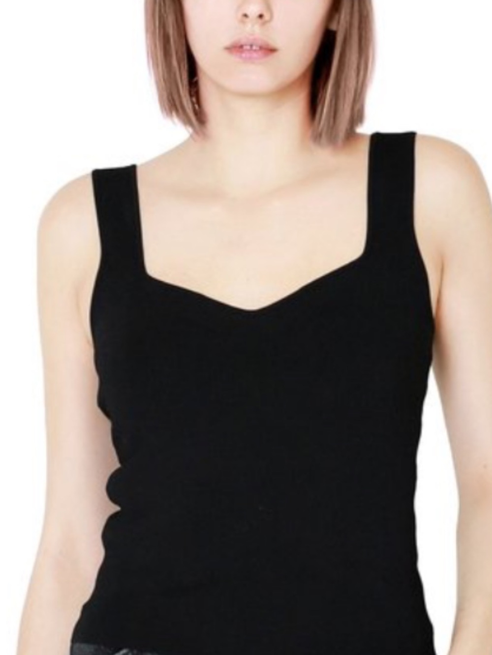 Vince Black V-Neck Sleeveless Knit Tank 🖤 Small Sweetheart Neck